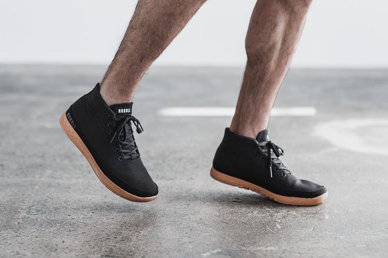 Black Nobull Coffee Canvas Mid Men's Trainers | CA Q1271M